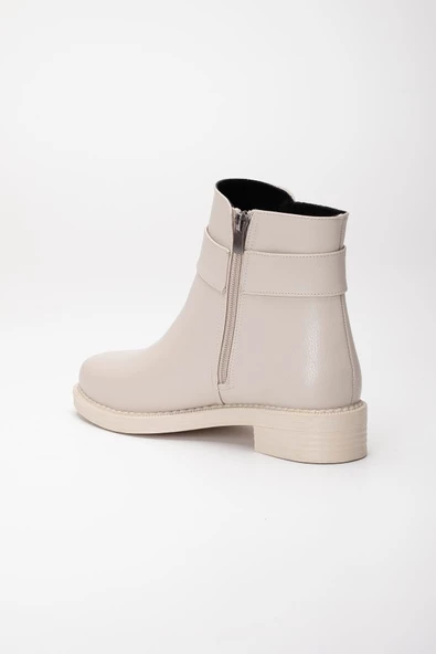 Kadın Bot Bej Yüzlü Yan Kare Tokalı - Resim 5