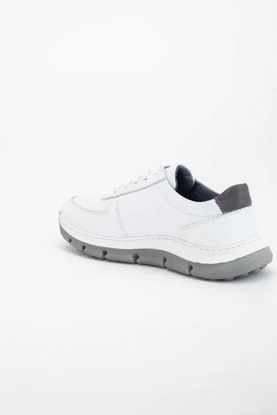 Hakiki Deri Erkek Günlük Ayakkabı Beyaz H Model Eva Taban - Resim 5