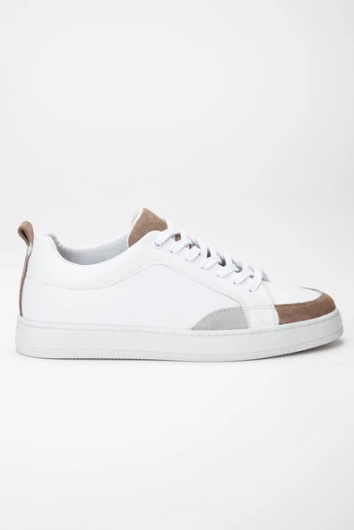 Erkek Günlük Ayakkabı Beyaz Havuzlu Taban Bağlı - Resim 3