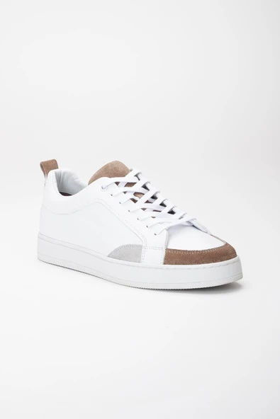 Erkek Günlük Ayakkabı Beyaz Havuzlu Taban Bağlı - Resim 4