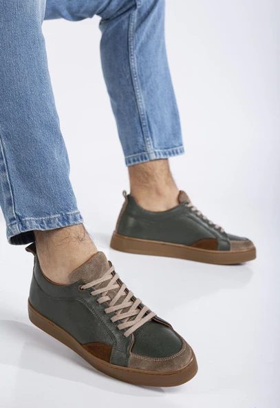 Erkek Günlük Ayakkabı Yeşil Havuzlu Taban Bağlı - Resim 2
