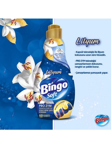 Bingo Konsantre Çamaşır Yumuşatıcısı Lilyum 1440 ml x 3 Adet - 2