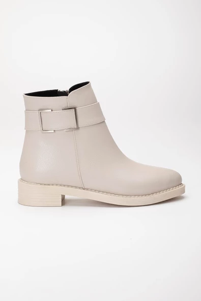 Kadın Bot Bej Yüzlü Yan Kare Tokalı - Resim 3