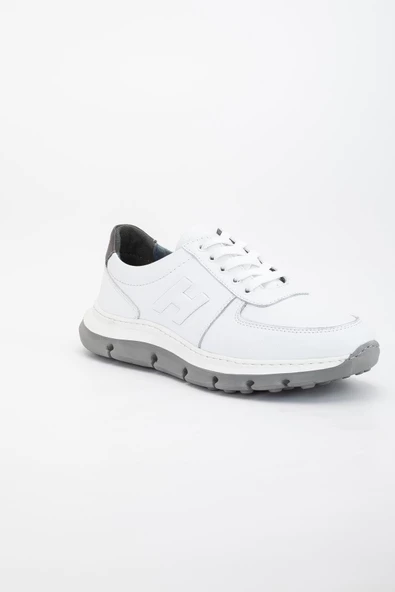 Hakiki Deri Erkek Günlük Ayakkabı Beyaz H Model Eva Taban - Resim 4