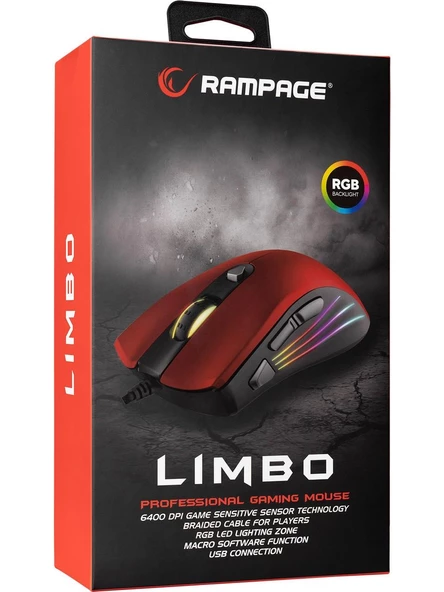Rampage SMX-R33 Kırmızı RGB Makrolu Ergonomik Optik Kablolu Oyuncu Mouse - Resim 5