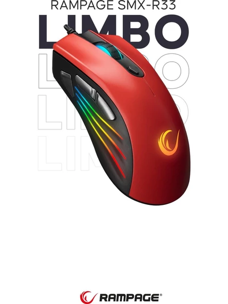 Rampage SMX-R33 Kırmızı RGB Makrolu Ergonomik Optik Kablolu Oyuncu Mouse