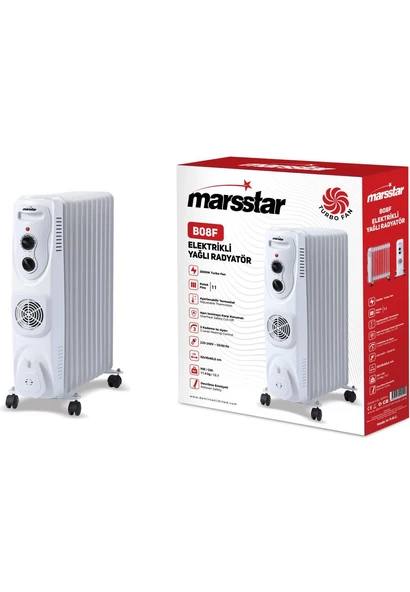 Mars Star Turbo Fanlı 11 Dilim Elektrikli Yağlı Radyatör, 2500 Watt Petek Isıtıcı - B08F - 4