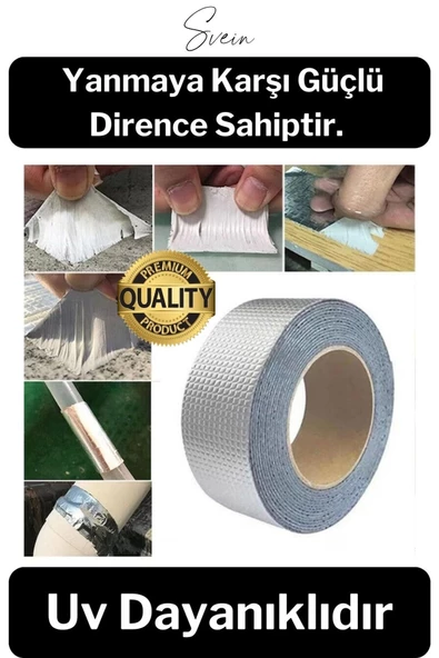 72 mm x 2 mt Su Geçirmez Sızdırmaz Çatı Boru Dayanıklı Çamur Sakız Bant Alüminyum Tamir Bandı - 2