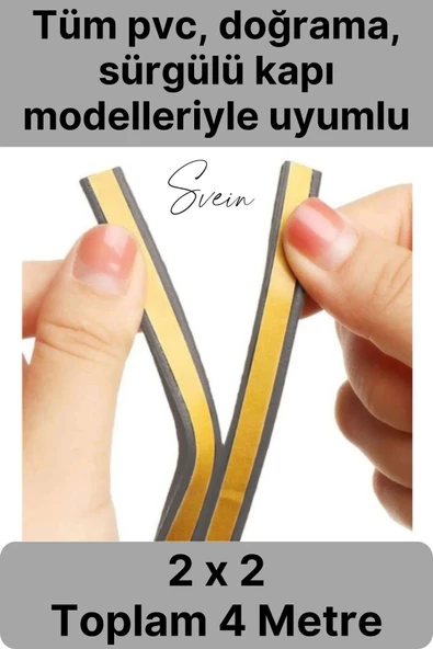 1. Sınıf Gri Kapı Pencere Soğuk Toz Geçirmez İzolasyon Fitili Yapışkanlı Isı Yalıtım 2x2=4 mt - 2