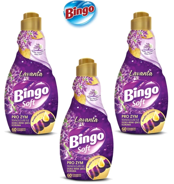 Bingo Konsantre Çamaşır Yumuşatıcısı Lavanta 1440 ml x 3 Adet