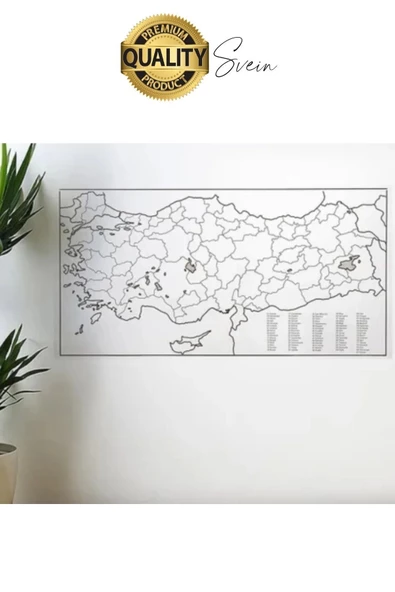Duvara Yapışabilen Ev Okul Stickerı Dekoratif Büyük Boy Yazılabilir Türkiye Haritası Manyetik Şeffaf - 4