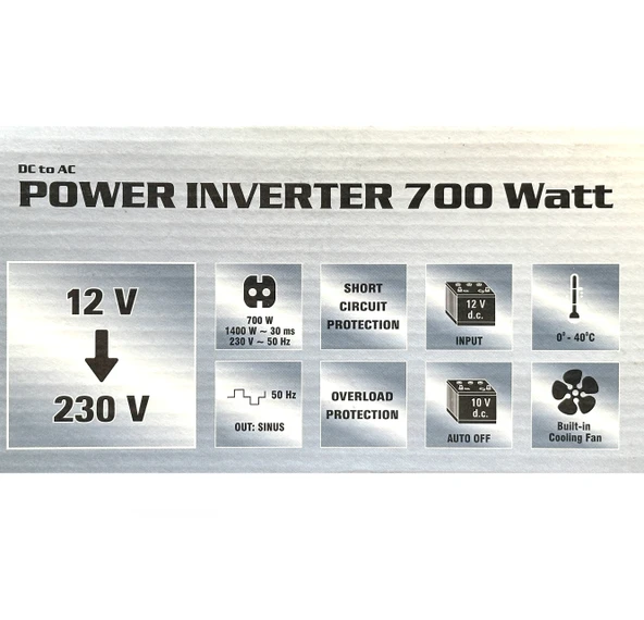 DBK MSI-700 Araç İçi İnvertör Dönüştürücü 700 Watt - 4