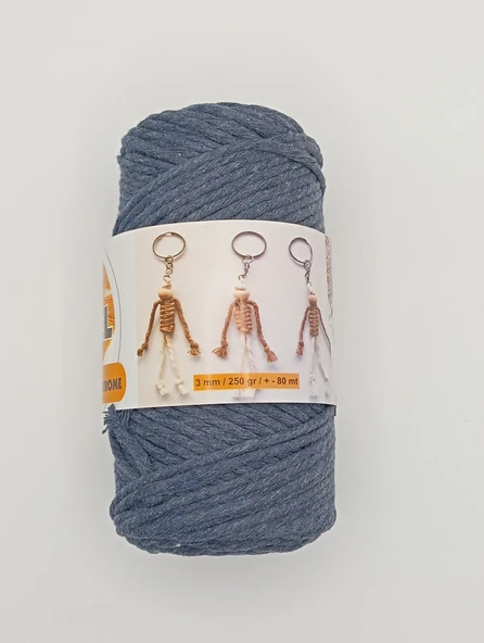 Ön-El Büklüm Taranabilir Makrome İpi - 250 GR - ( Lacivert ) - Resim 2