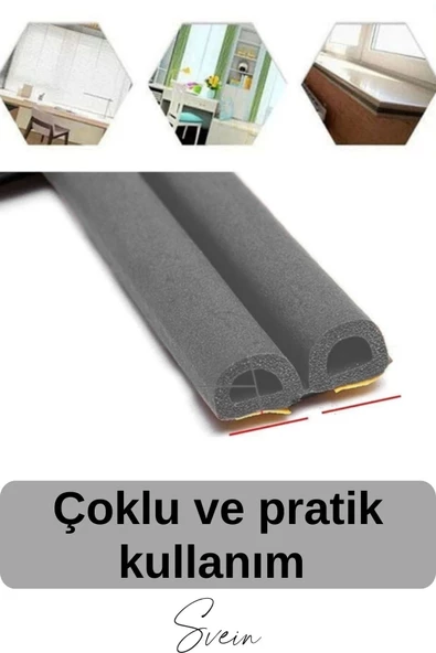 1. Sınıf Gri Kapı Pencere Soğuk Toz Geçirmez İzolasyon Fitili Yapışkanlı Isı Yalıtım 2x3=6 mt - Resim 4