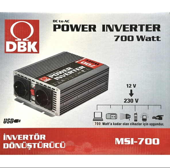DBK MSI-700 Araç İçi İnvertör Dönüştürücü 700 Watt - 3