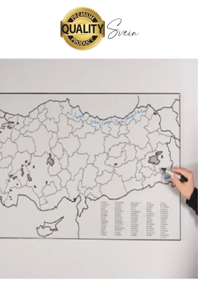Duvara Yapışabilen Ev Okul Stickerı Dekoratif Büyük Boy Yazılabilir Türkiye Haritası Manyetik Şeffaf - 2