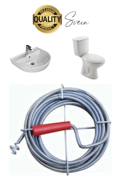Premium 12 Metre Tıkanıklık Kanal Açma Klozet Gider Açıcı Boru Temizleme Spiral Tel Susta Manuel Uç - 2