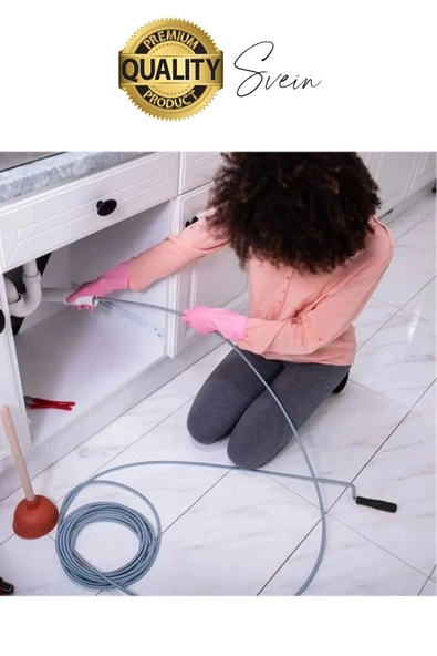 Premium 12 Metre Tıkanıklık Kanal Açma Klozet Gider Açıcı Boru Temizleme Spiral Tel Susta Manuel Uç - 3