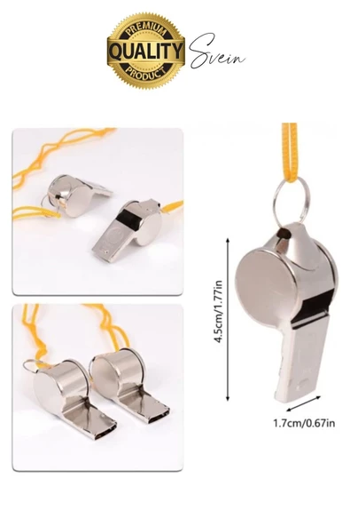 Kolay Kullanım Dayanıklı Askılı Sarı İpli Kutulu Büyük Boy Metal Düdük Taşınabilir Alanlara Uygun - 6