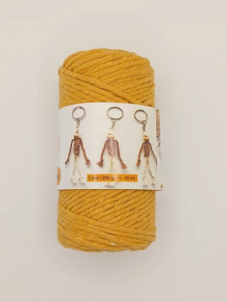 Ön-El Büklüm Taranabilir Makrome İpi - 250 GR - ( Hardal ) - 2
