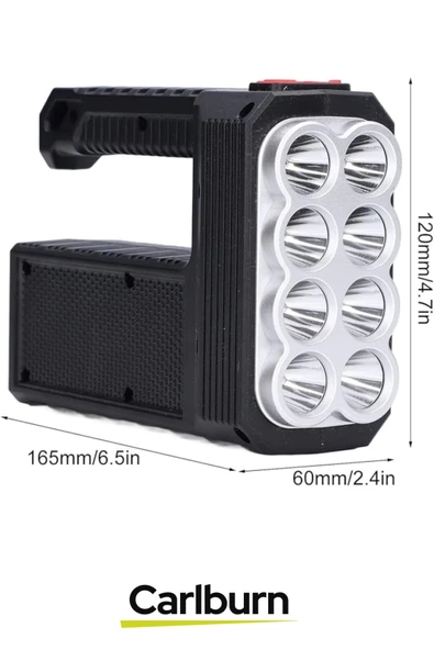 Dayanıklı Abs Plastik Su Geçirmez Uzun Ömürlü 18650 Lityum Pilli Güneş Enerjili Kamp Balık Av Feneri - 2