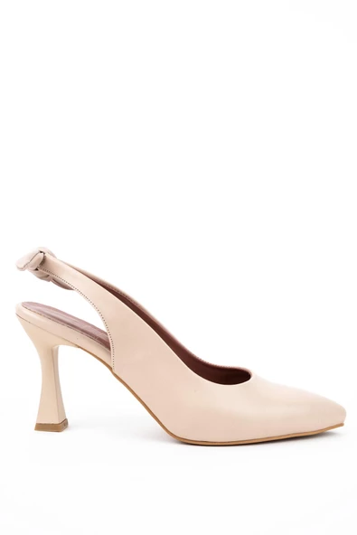 Ten Rengi Arkadan Fiyonklu Stiletto Topuklu Ayakkabı - Pony - 2