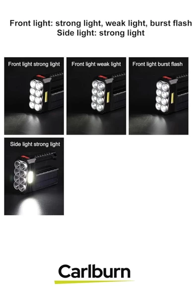 Dayanıklı Abs Plastik Su Geçirmez Uzun Ömürlü 18650 Lityum Pilli Güneş Enerjili Kamp Balık Av Feneri - 4