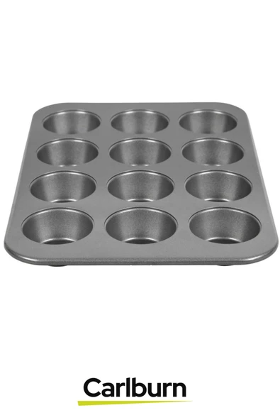 Yüksek Isıya Dayanıklı Uzun Ömürlü Yapışmaz Yıkanabilir 12 Gözlü Muffin Cupcake Kalıbı - 2