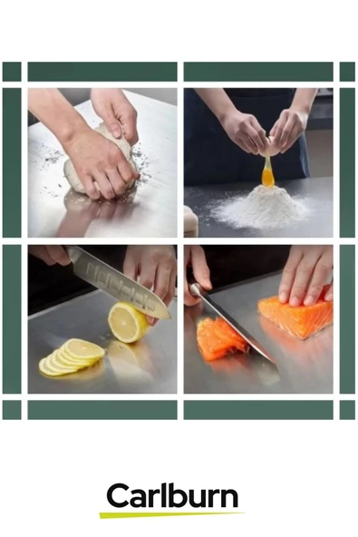 Yüksek Kaliteli Estetik Tasarımlı Dayanıklı Kaymaz Yüzey Paslanmaz Çelik Sebze Meyve Et Kesim Panosu - 5