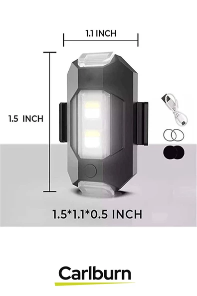 Uzun Süre Dayanıklı Minyatür Usb Şarjlı Bisiklet Motorsiklet Drone Flaşör Led İkaz Lambası 7 Renkli - 2