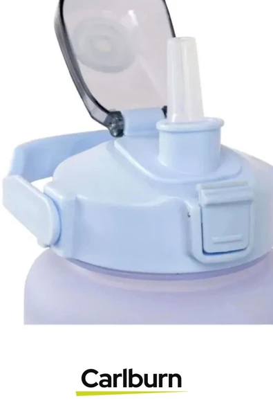 Dayanıklı 2 Kademeli Uzun Ömürlü BPA İçermeyen Canlı Renkli Matara 3'lü Motivasyon Suluk Seti - 2