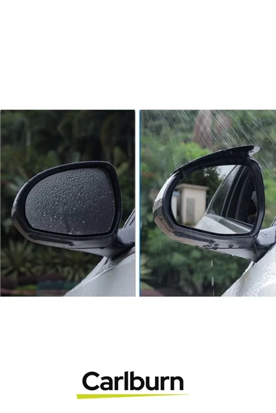 Tüm Araçlara Uyumlu Kolay Montaj Araba Ayna Su Yağmur Koruyucu Siper Karbon Desenli - 4
