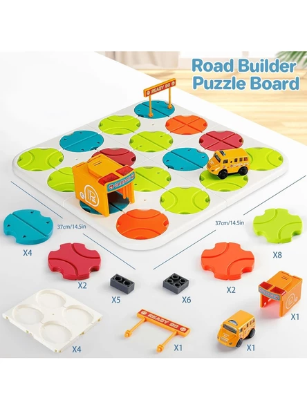 Learning Fun 34 Parça Stem Eğitici Beceri Geliştirici Mantıksal Kendin Yap Yol Inşa Oyunu Puzzle Oyuncak - 5