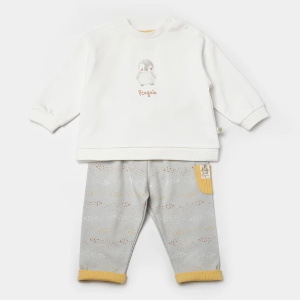 Bibaby Biorganic Penguin Club 2'Li Bebek Takım 59809 Ekru Gri