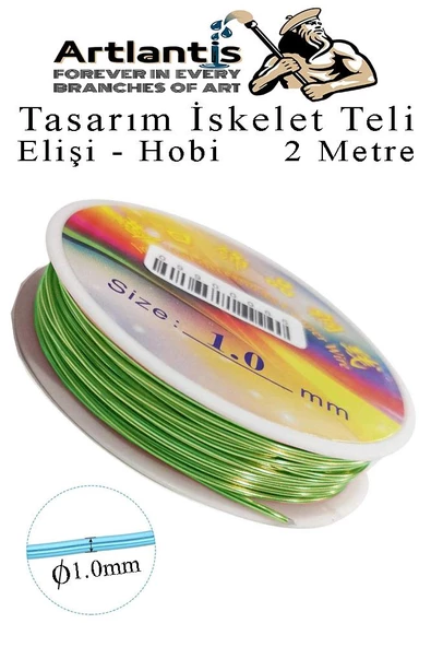 Renkli Tel Tasarım İskelet Teli 1.0mm 2 Metre 1 Adet Elişi Hobi El Sanatı Kararmaz Tel Makara Okul Deney Okul Sınıf - 9