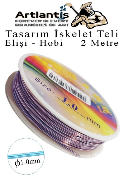 Renkli Tel Tasarım İskelet Teli 1.0mm 2 Metre 1 Adet Elişi Hobi El Sanatı Kararmaz Tel Makara Okul Deney Okul Sınıf - 4