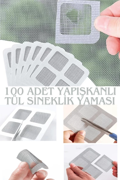 100 Adet Yapışkanlı Tül Sineklik Tamir Onarım Bandı Kes Yapıştır Sinek Koruyucu Yama