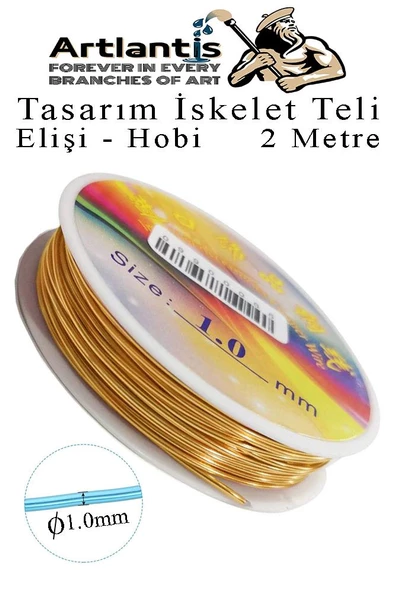 Renkli Tel Tasarım İskelet Teli 1.0mm 2 Metre 1 Adet Elişi Hobi El Sanatı Kararmaz Tel Makara Okul Deney Okul Sınıf - 7