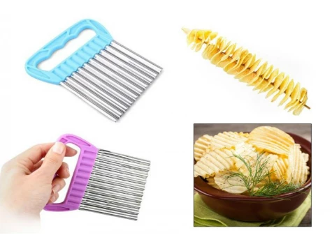 2 Adet Chips Chopper Pratik Şekilli Patates Havuç Kabak ve Meyve Dilimleme Aparatı