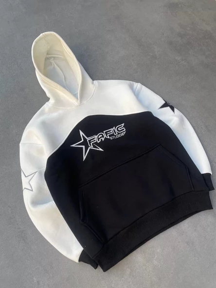 Nakış İşlemelı Kapşonlu SweatShirt - Beyaz - 5