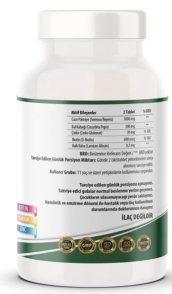 Ncs Saw Palmetto 1000 MG 180 Tablet Çinko Complex - Resim 2