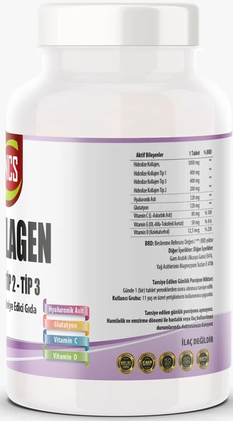 Ncs Hidrolize Collagen Tip 1-2-3 Hyaluronic Acid Glutatyon 1800 Tablet - 2