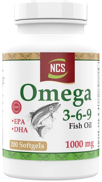 Omega 3 6 9 Balık Yağı 1000 MG 200 Yumuşak Kapsül