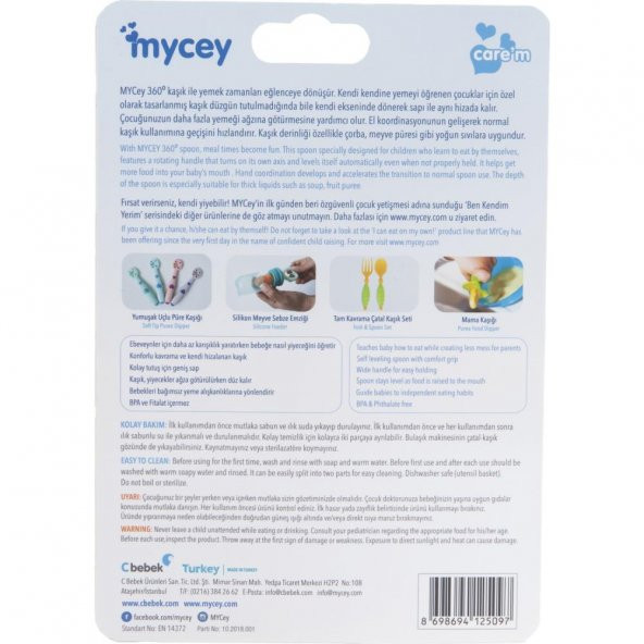 Mycey 360 - Derece Dönen Mama Bebek Kaşığı Mavi - 2