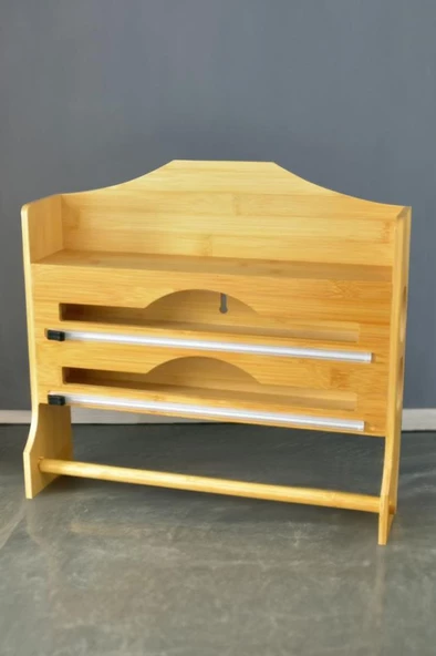 Digithome Bambu Baharat Standlı Streç Alüminyum Folyo Kesici Kağıt Havluluk Seti – THN76054 C1-1-18