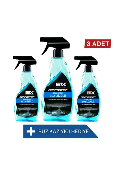 Betax Buz Çözücü Sprey 500 ml 3 Adet Buz Kazıyıcı Hediyeli