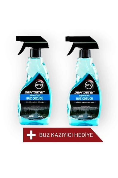 Betax Buz Çözücü Defroster Sprey 500 ml 2 Adet Buz Kazıyıcı Hediyeli