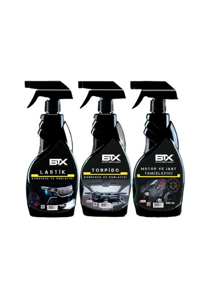 Betax 3'lü Araç Bakım Seti Torpido&deri Koruyucu Ve Parl-motor&jant Temizleyici -lastik Koruyucu&parlatıcı - 3