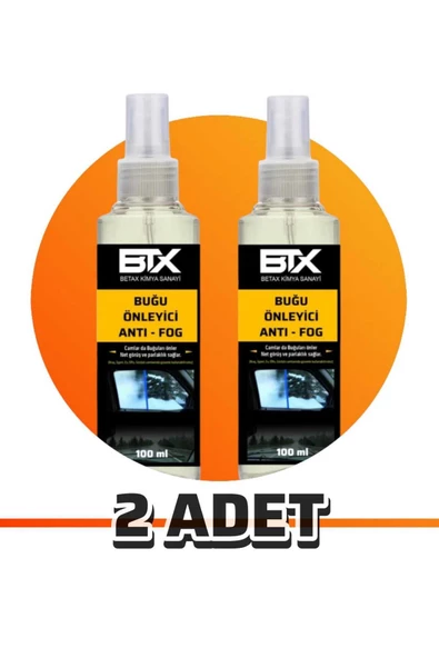 Betax 2 Adet Buğu Önleyici Sprey 100 ml(ARAÇ-KASK-GÖZLÜK-EV-İŞYERİ CAMI BUĞU ÖNLEYİCİ)