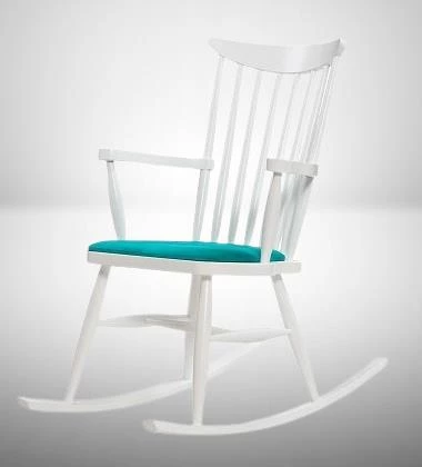 Sandalye Zus300 Model 90476 Sallanan Beyaz Ahşap Retro Ayak Kutuda Sevk El Yapım - 5